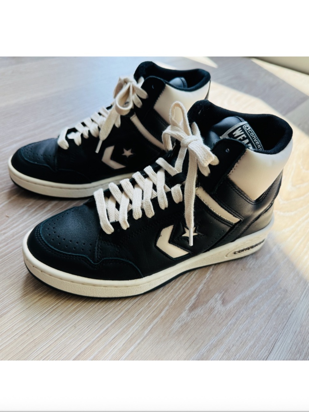 Converse Weapon Mid Black/Vintage Leather Sneakers - Women's 7.5/Men's 6